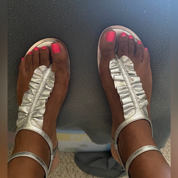 Michael Kors Silver Ruffle Detail Sandal - Picture 6 of 7